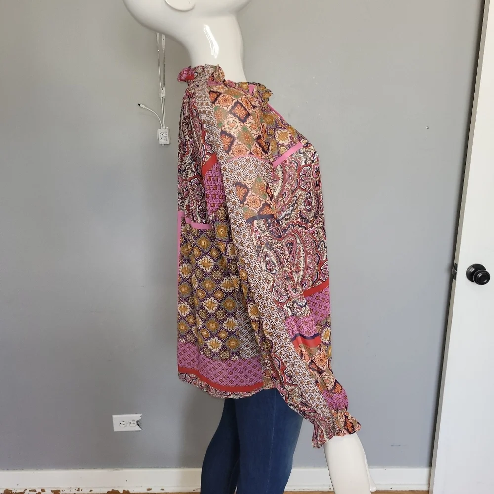 Molly Bracken Hippie Printed Sheer Blouse, VGUC, Size S - Picture 7 of 9